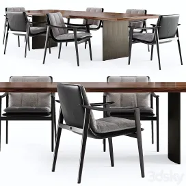 Minotti linha table fynn saddle hide chair